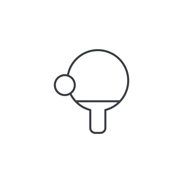 Ping pong, raqueta y bola icono de línea delgada . — Vector de stock