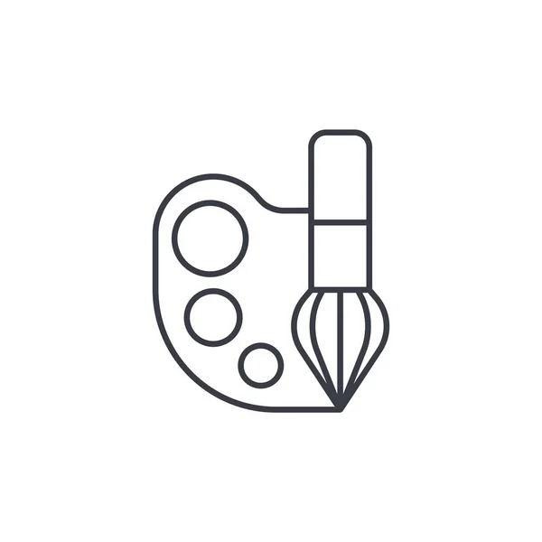 Palette und Pinsel Thin Line Icon. — Stockvektor