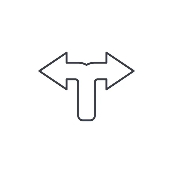 Junction, Separation, två vägar, sätt tunn linje-ikonen. — Stock vektor