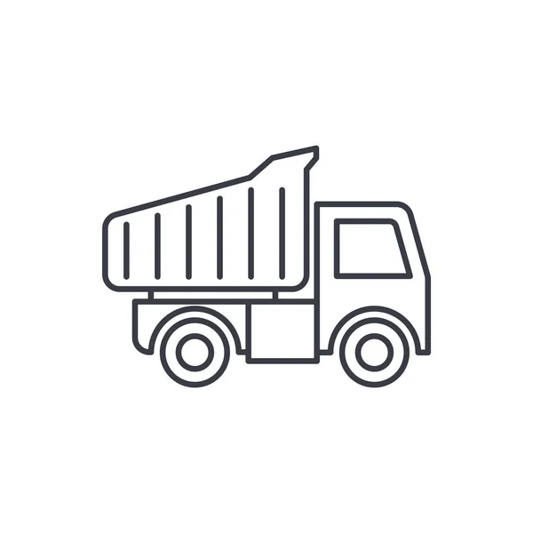Camión volquete línea delgada icono . — Vector de stock