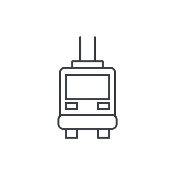 Trolleybus, passenger transport thin line icon. — Stock Vector