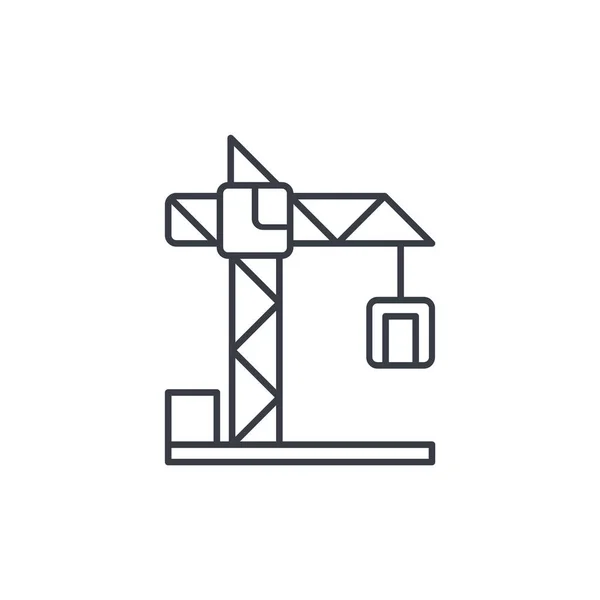 Construcción de la grúa delgada línea icono . — Vector de stock
