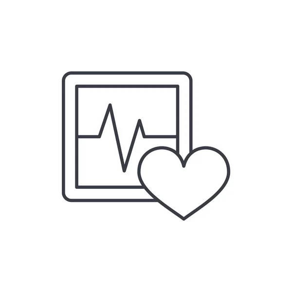 Puls, ecg, Kardiogramm dünne Linie Symbol. — Stockvektor