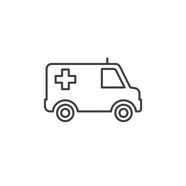 Ambulance, medische auto dunne lijn pictogram. — Stockvector