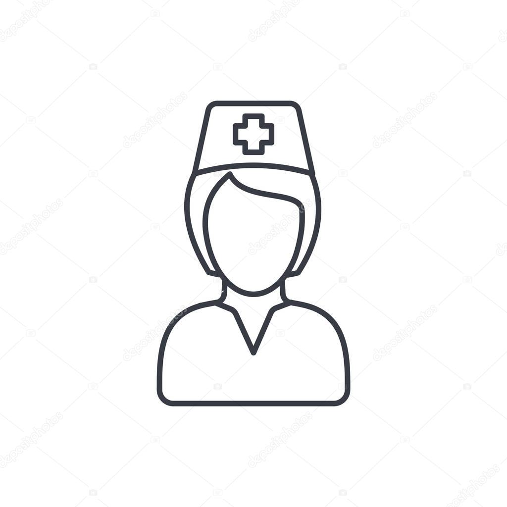 nurse avatar, doctor thin line icon.