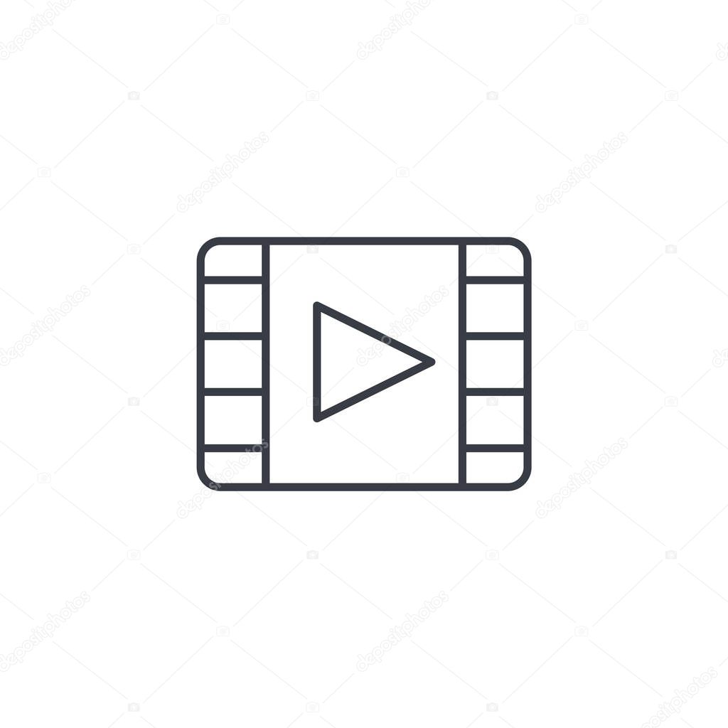 video frame, movie, film, cinema, media, player thin line icon. 