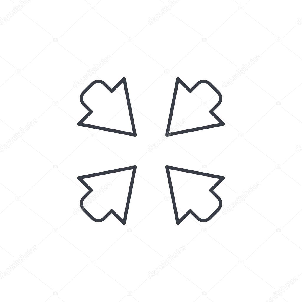 Arrows in the center thin line icon.