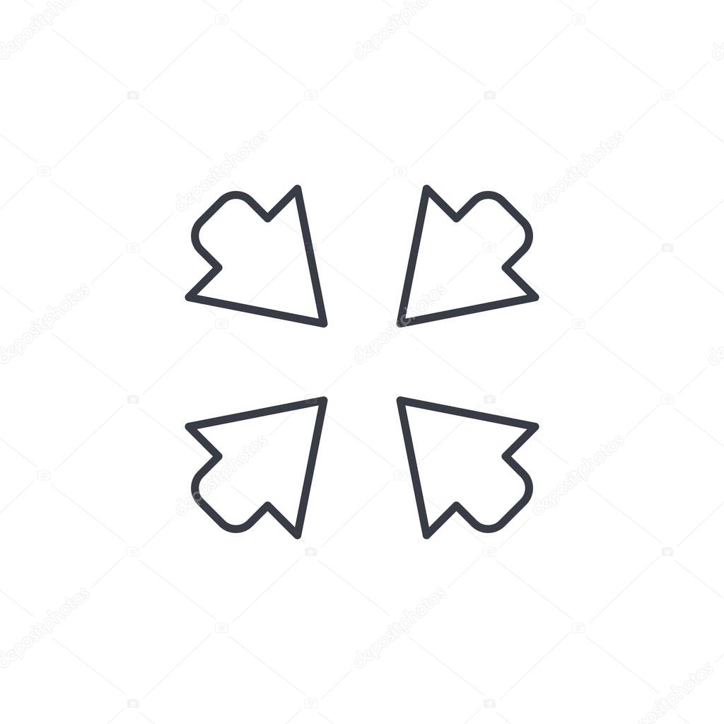 Arrows icons. Arrows in the center thin line icon. Linear vector illustration. Pictogram isolated on white background