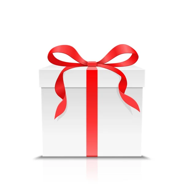 Geschenkwürfelbox mit roter Schleife — Stockvektor