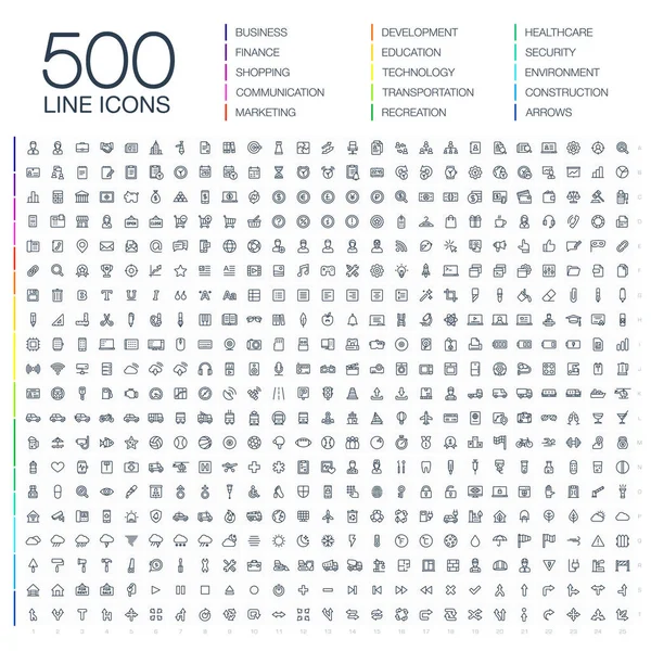 Vector illustration of 500 thin line web icons Royalty Free Stock Illustrations