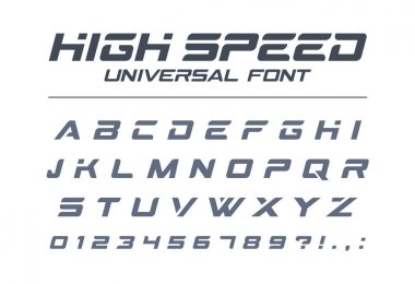 High speed universal font.  clipart