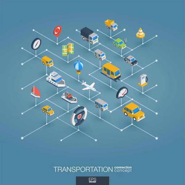 Transport and transportation isometric icons — Stock Vector