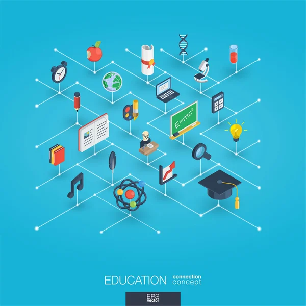 Iconos isométricos de educación y aprendizaje — Vector de stock