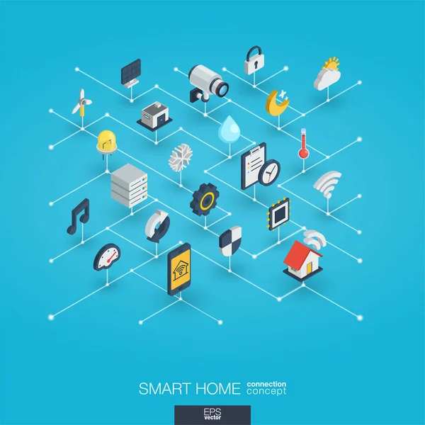 Iconos isométricos caseros inteligentes — Archivo Imágenes Vectoriales