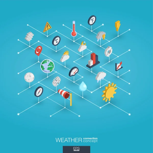 Meteo en weer isometrisch icons — Stockvector