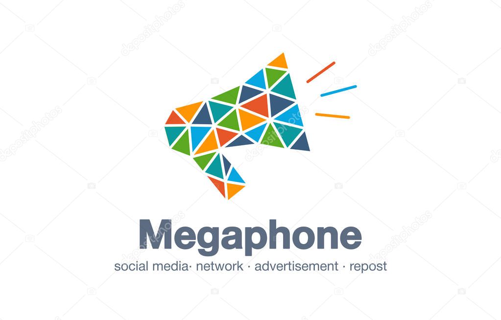 vector illustration design of Abstract business company logo with megaphone logotype idea. 