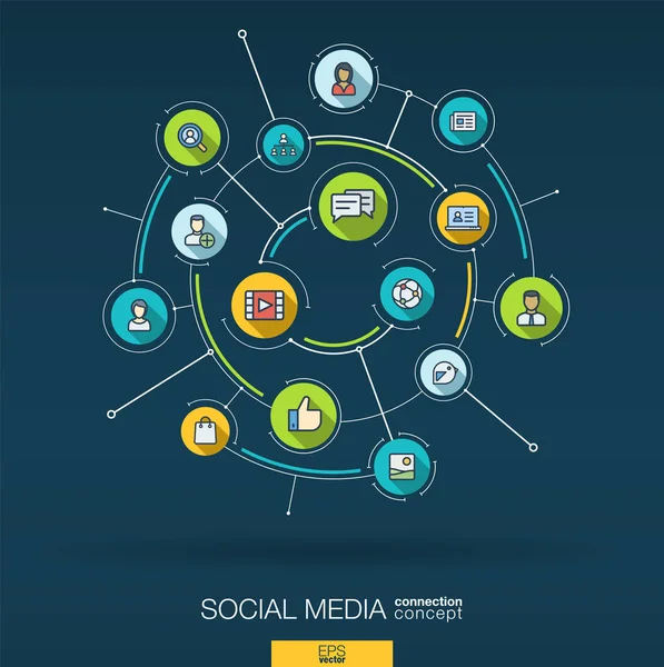 Resumen Antecedentes Redes Sociales Sistema Conexión Digital Con Círculos Integrados — Vector de stock