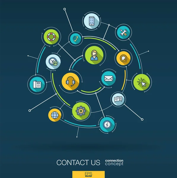 Resumen Contacto Con Nosotros Centro Llamadas Fondo Sistema Conexión Digital — Vector de stock