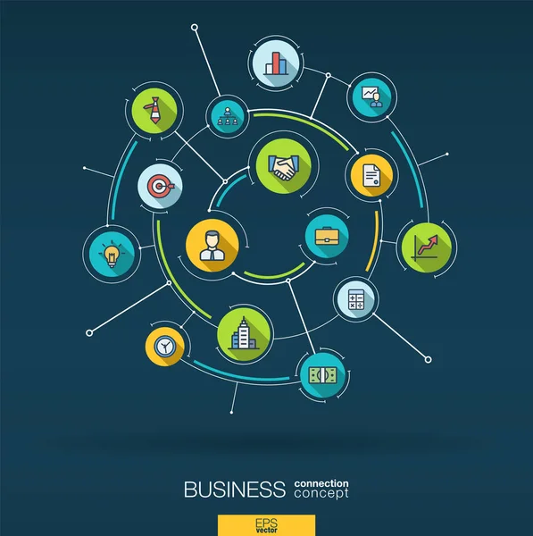 Αφηρημένα Φόντο Επιχειρηματική Στρατηγική Ψηφιακή Σύνδεση Σύστημα Ενσωματωμένο Κύκλους Επίπεδη — Διανυσματικό Αρχείο