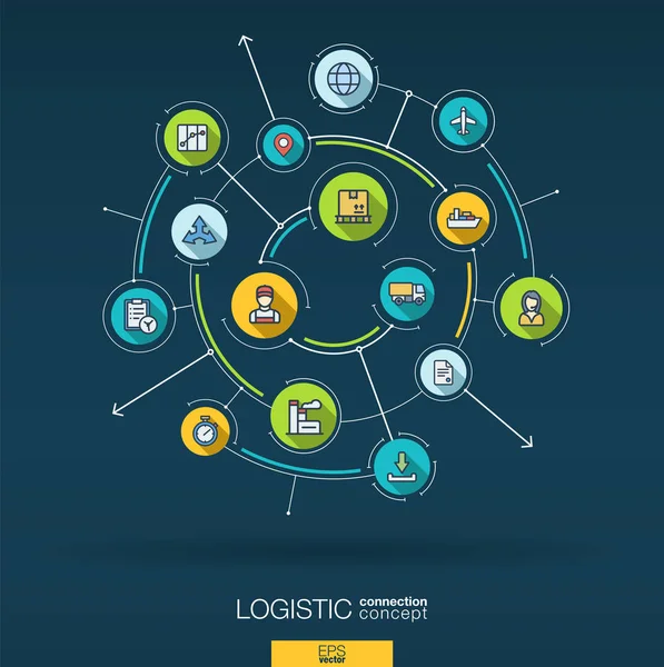 Fondo Logístico Distribución Abstracto Sistema Conexión Digital Con Círculos Integrados — Archivo Imágenes Vectoriales