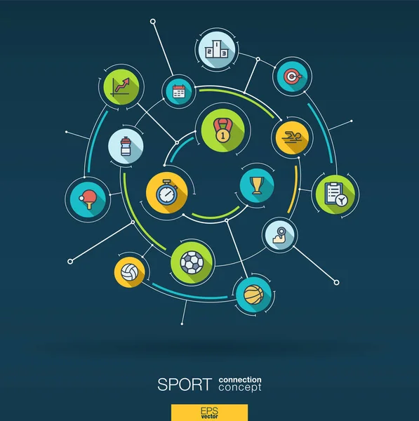 Résumé Fond Sportif Fitness Système Connexion Numérique Avec Cercles Intégrés — Image vectorielle