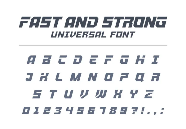 高速ユニバーサル フォントです スポーツ 未来技術 未来のアルファベット 数字の軍事産業の電動カーレースでロゴの設計のため モダンなミニマルなベクトル書体 — ストックベクタ