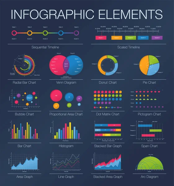 Digital Market Big Data Rating Vector Infographics Template Colorful Set — Stock Vector