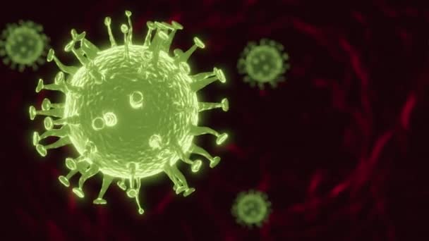 Animáció Coronavirus Sejt Emberi Testben Covid Sejt Mikroszkóppal Látható Realisztikus — Stock videók