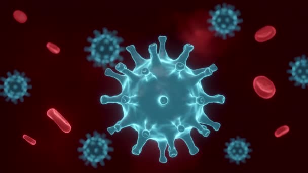 Animación Célula Coronavirus Dentro Del Cuerpo Humano Célula Covid Vista — Vídeos de Stock