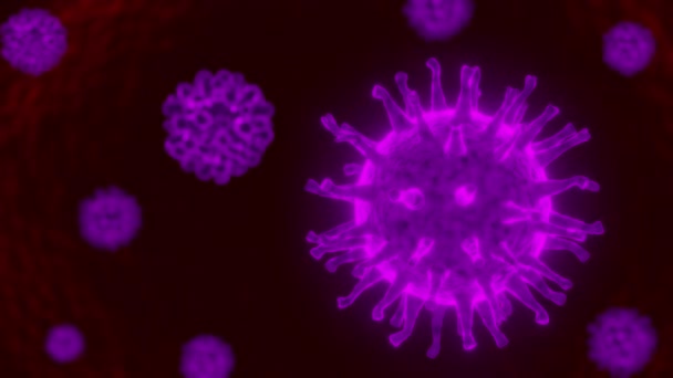 Animation Cellule Coronavirus Intérieur Corps Humain Cellule Covid Vue Microscope — Video