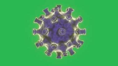 Coronavirus veya COVID-19 yeşil ekran arka planında hareket ediyor. 3 boyutlu virüs hücresi animasyon döngüsüne girdi. Sağlıklı bakım kavramı.
