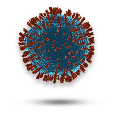 Coronavirus veya insan vücudunda COVID-19 hücreleri. Mikroskobik görüntüde solunum virüsü. 3 boyutlu canlandırmanın bir çizimi. Beyaz arkaplanda izole et. Sağlık hizmeti kavramı
