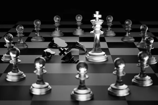 Král Čistých Bílých Šachu Učinil Šach Mat Králem Černých Šachu — Stock fotografie