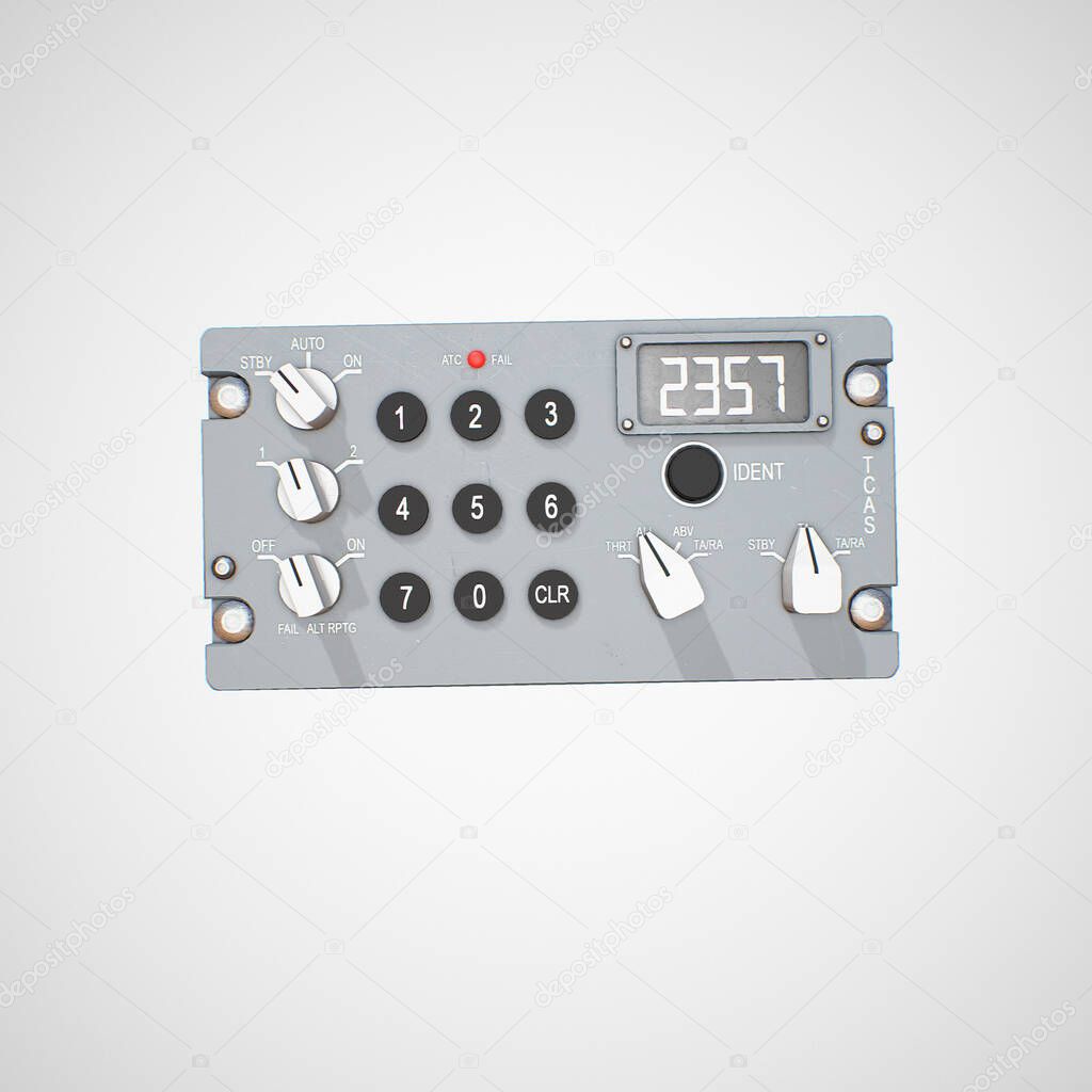 Photorealistic highly detailed 3D model of a ATC TCAS Pane.This is a part of the control system of the aircraft 