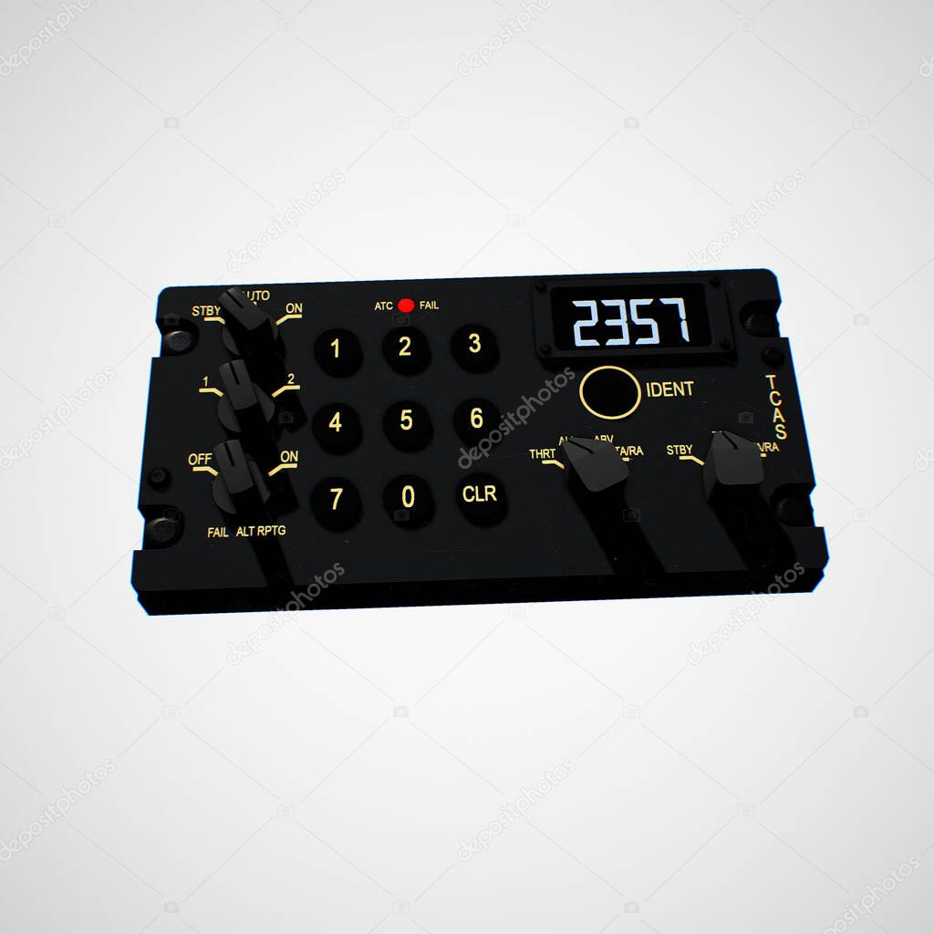 Photorealistic highly detailed 3D model of a ATC TCAS Pane.This is a part of the control system of the aircraft 