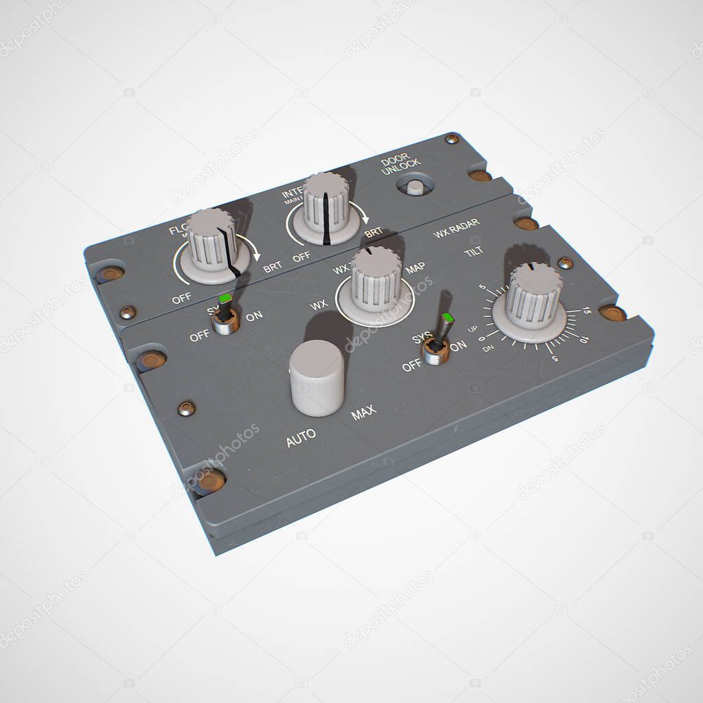 Photorealistic highly detailed 3D model of a FLOOD Panel.This is a part of the control system of the aircraft 