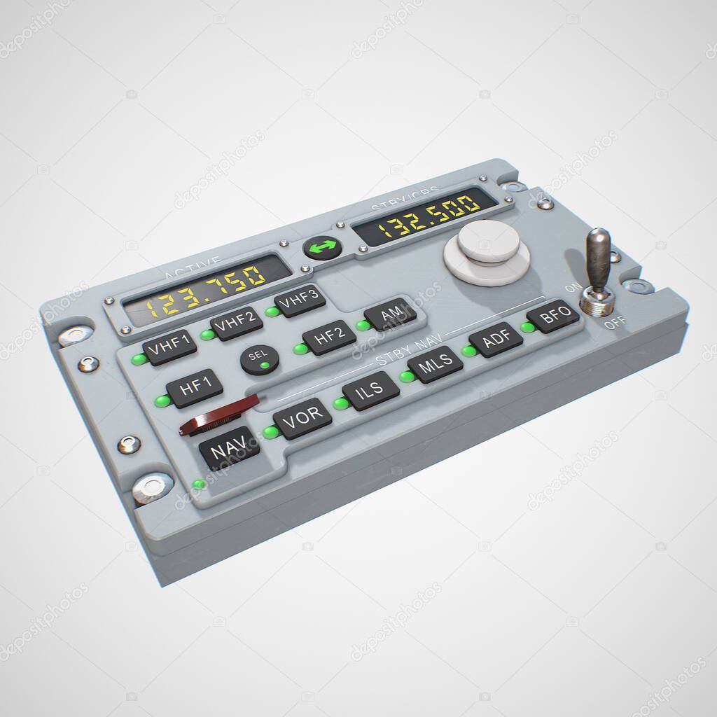 Photorealistic highly detailed 3D model of a RADIO Panel.This is a part of the control system of the aircraft 
