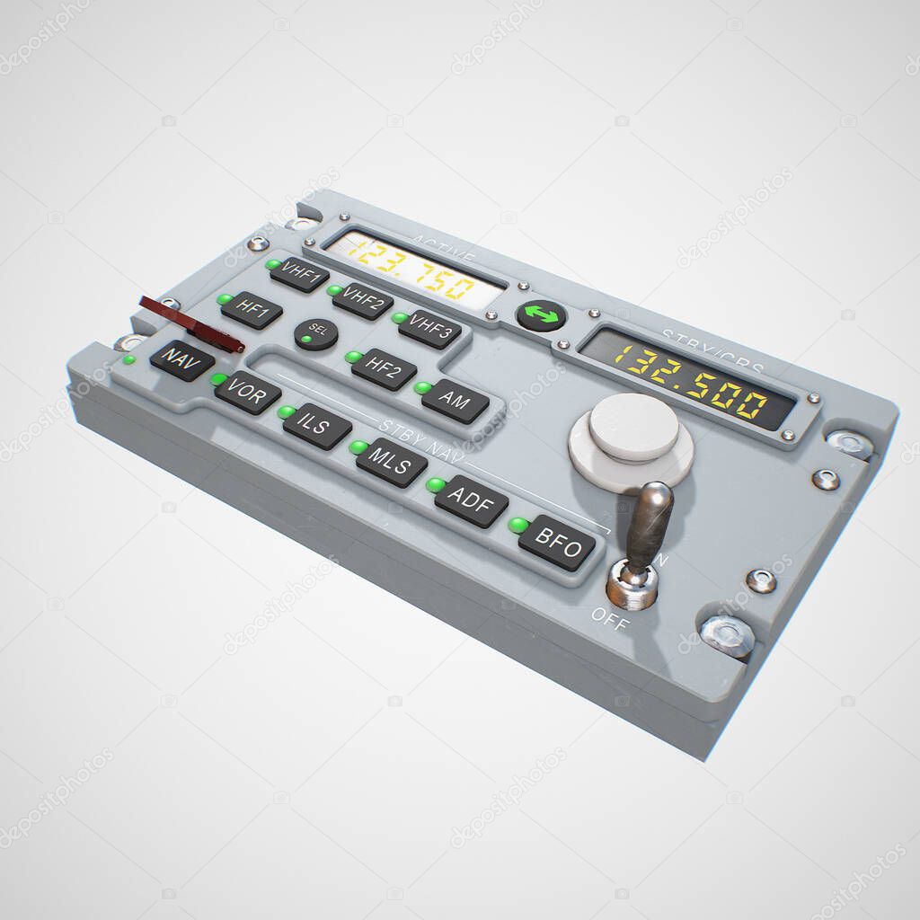 Photorealistic highly detailed 3D model of a RADIO Panel.This is a part of the control system of the aircraft 