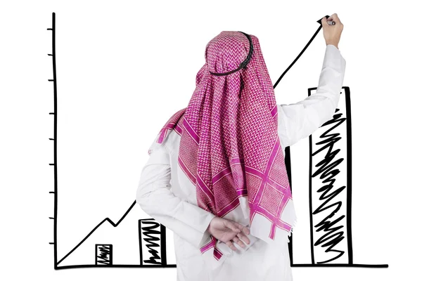 Arabische zakenman tekening financiële grafiek — Stockfoto