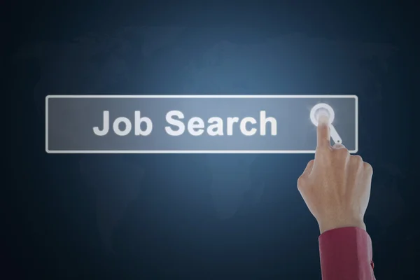 Hand presses job search button — Stock Photo, Image