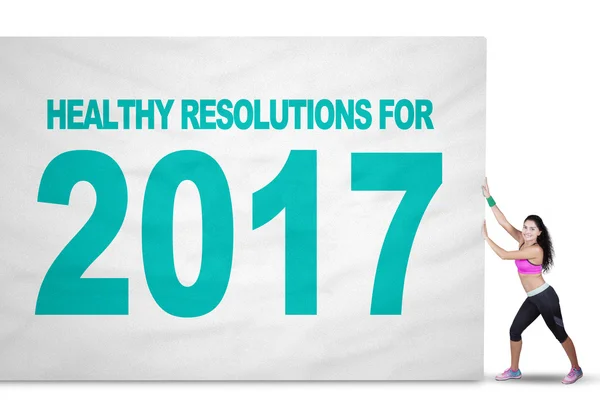 Donna in forma con risoluzione sana e 2017 — Foto Stock