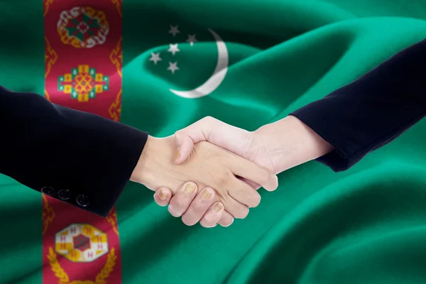 Üzletemberek és Türkmenisztán zászló — Stock Fotó