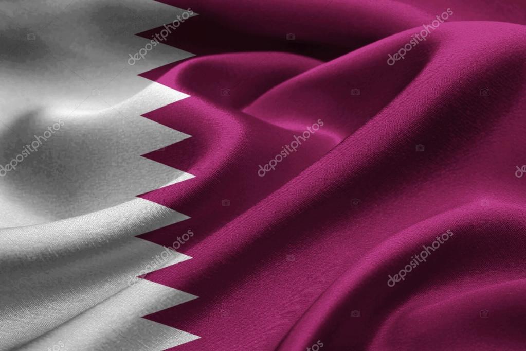 Close up of Qatar flag waving in the wind