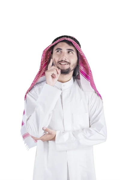 Arabský muž s novou myšlenkou ve studiu — Stock fotografie