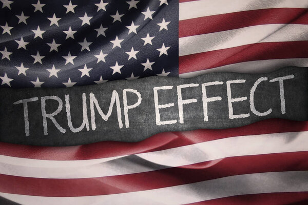 American flag and Trump Effect word