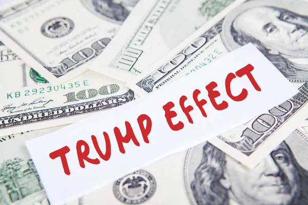 Dollars currency and Trump Effect word — Stock Photo, Image