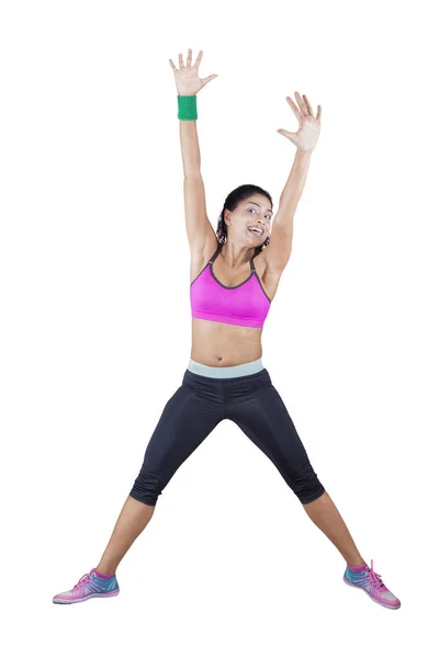 Indian athlete jumping in the studio — Stock Photo, Image