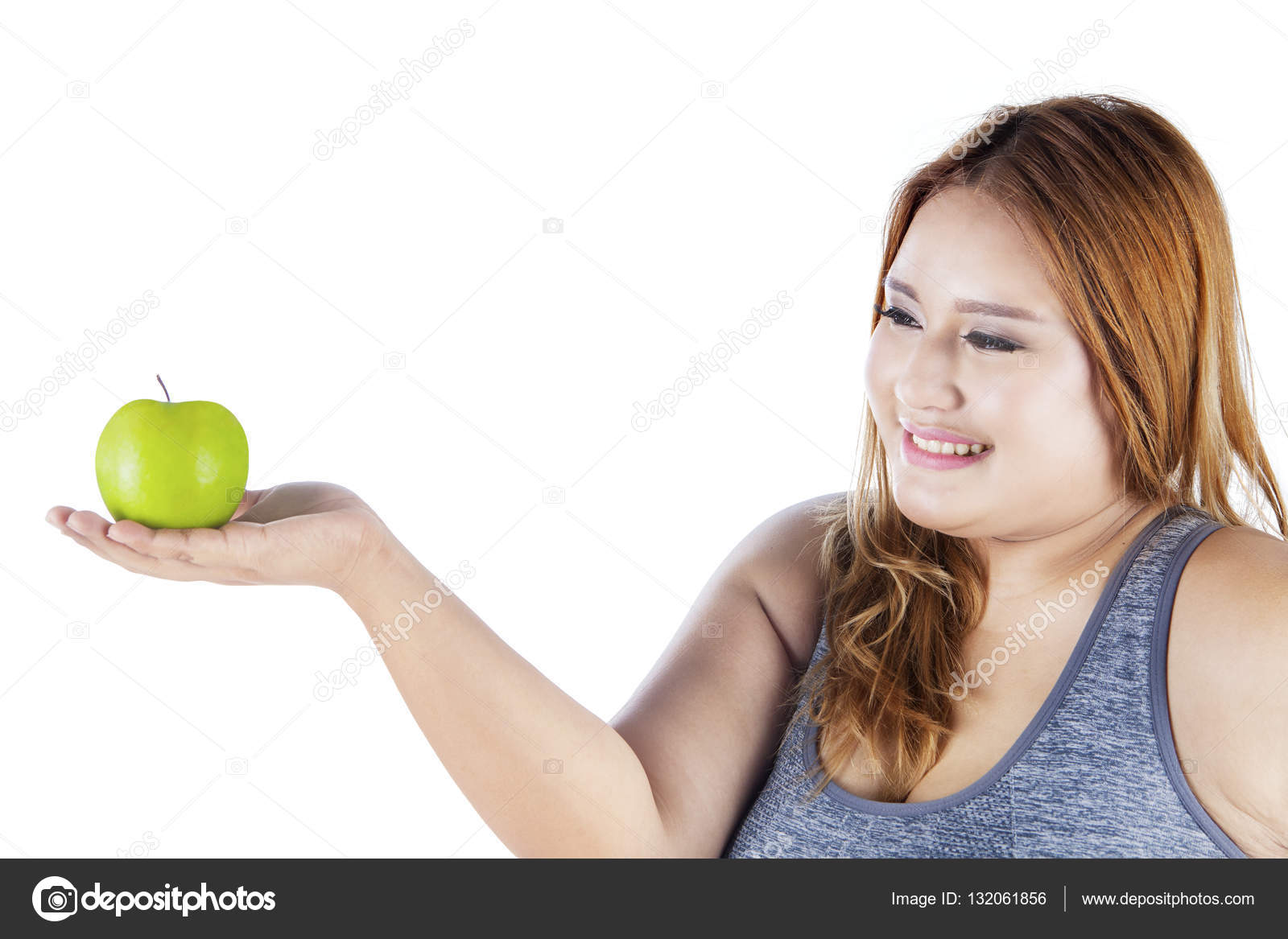 Blonde Hair Woman Holds Apple Stock Photo C Realinemedia 132061856