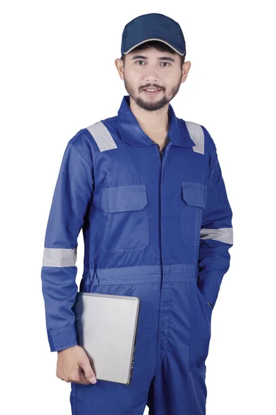 Arabische mechanic bedrijf laptop — Stockfoto