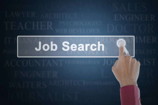 Hand touching job search button — Stock Photo, Image